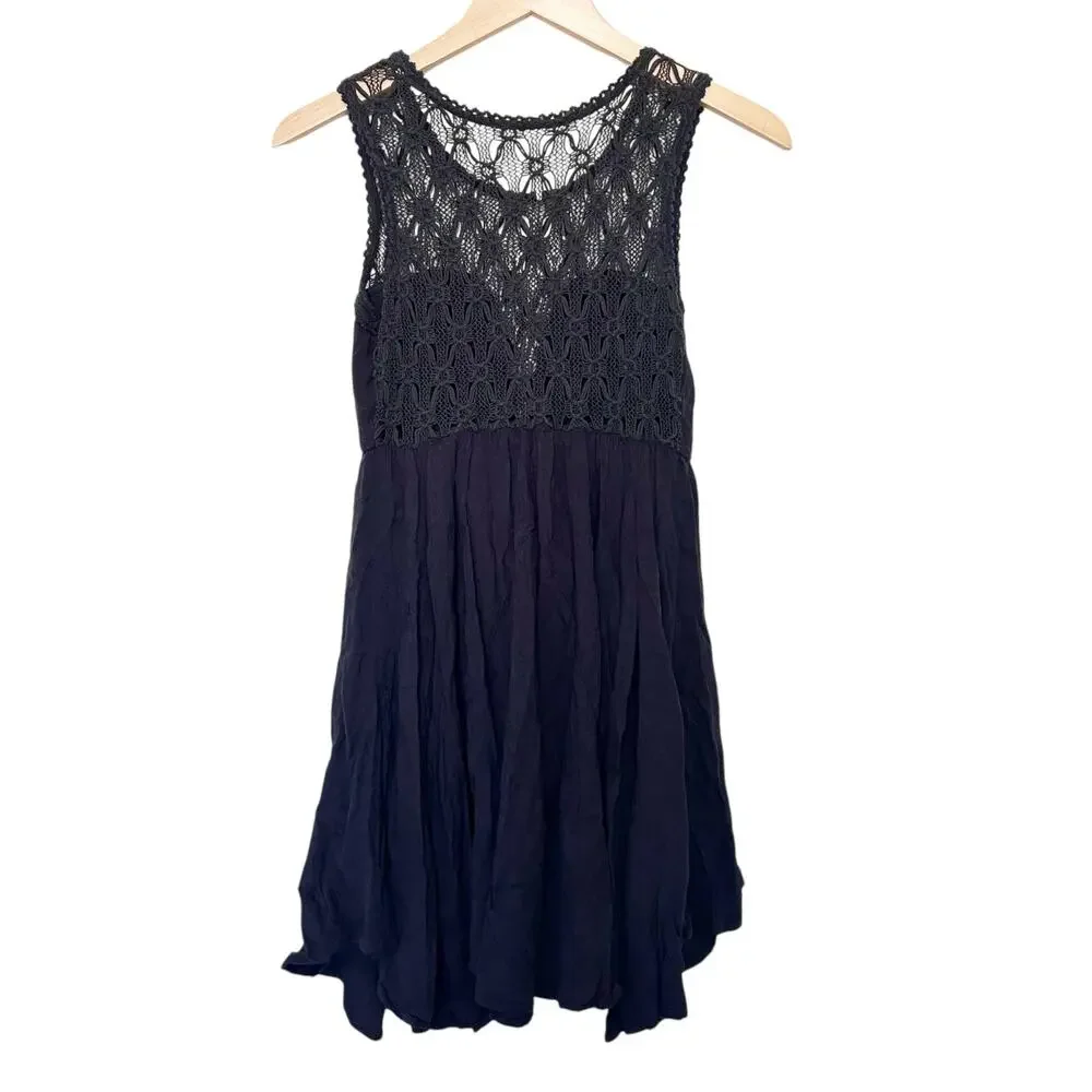 Free People Black Fiesta Mini Dress Sz XS